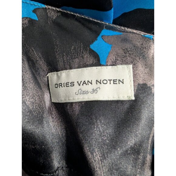 Dries Van Noten Silk Babydoll Slip Dress Sz 36 US 4/6 Blue Black Luxury - Picture 15 of 16